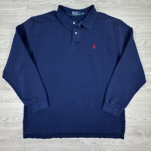 Polo Ralph Lauren Mens Sweatshirt Long Sleeve Polo Navy Blue XXL Fleece Lined